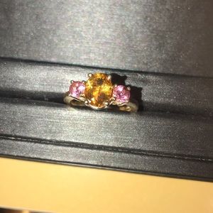 Custom Citrine and pink tourmaline ring